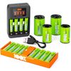 Peakpower Cargador Pilas Aaa Y Aa Rápido 2-6 H + 8 Pilas Aa 2300 Mah + 4 Pilas Aaa 800 Mah