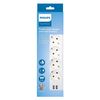 Regleta Con Interruptor Philips Spn3042wa/10 4 Tomas De Corriente + 2 Entradas Usb Blanco