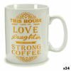 Taza Mug Coffee Porcelana Dorado Blanco 500 Ml 24 Unidades