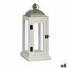 Farol Plateado Metal Madera Blanco (18 X 43 X 18 Cm) (6 Unidades)