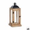 Farol Natural Negro Metal Madera (18 X 43 X 18 Cm) (6 Unidades)