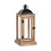 Farol Natural Negro Metal Madera (18 X 43 X 18 Cm) (6 Unidades)