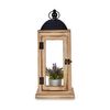 Farol Natural Negro Metal Madera (18 X 43 X 18 Cm) (6 Unidades)