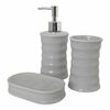 Set De Baño Ondas Cerámica Gris Metal (12 Unidades)