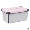 Caja De Almacenaje Con Tapa Vibes Gris Rosa Plástico 10 L (22,7 X 16,5 X 34,5 Cm) (12 Unidades)