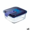 Fiambrera Hermética Luminarc Easy Box Azul Vidrio (6 Unidades) (1,22 L)