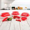 Fiambrera Redonda Con Tapa Ô Cuisine Cook & Store Rojo 350 Ml 15 X 15 X 5 Cm Silicona Vidrio (5 Unidades)