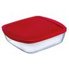 Fiambrera Cuadrada Con Tapa Ô Cuisine Cook&store Ocu Rojo 2,2 L 25 X 22 X 5 Cm Vidrio Silicona (5 Unidades)