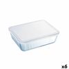 Fiambrera Rectangular Con Tapa Pyrex Cook & Freeze 25 X 20 Cm Transparente Silicona Vidrio 2,6 L (6 Unidades)