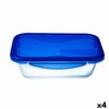 Fiambrera Hermética Pyrex Cook&go 30 X 23 Cm 3,3 L Rectangular Azul Vidrio (4 Unidades)