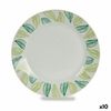 Plato De Postre Hojas Blanco Verde Ø 19 Cm Porcelana (10 Unidades)