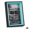 Marco De Fotos 3 X 17 X 12 Cm Cristal Negro Azul Madera Mdf (6 Unidades)