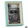 Marco De Fotos 3 X 17 X 12 Cm Cristal Azul Blanco Madera Mdf (6 Unidades)