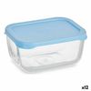 Fiambrera Snow 420 Ml Azul Transparente Vidrio Polietileno (12 Unidades)