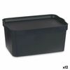 Caja De Almacenaje Con Tapa Antracita Plástico 7,5 L 21 X 14,2 X 32 Cm (12 Unidades)