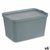 Caja De Almacenaje Con Tapa Gris Plástico 24 L 29,3 X 24,5 X 45 Cm (6 Unidades)