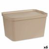 Caja De Almacenaje Con Tapa Beige Plástico 24 L 29,3 X 24,5 X 45 Cm (6 Unidades)