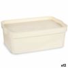 Caja De Almacenaje Con Tapa Crema Plástico 6 L 21,5 X 11 X 31,5 Cm (12 Unidades)