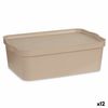 Caja De Almacenaje Con Tapa Beige Plástico 14 L 29,5 X 14,5 X 45 Cm (12 Unidades)