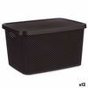 Caja De Almacenaje Con Tapa Marrón Plástico 19 L 28 X 22 X 39 Cm (12 Unidades)