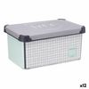 Caja De Almacenaje Con Tapa Home Cuadriculado Gris Plástico 10 L 23,5 X 16,5 X 35 Cm (12 Unidades)