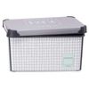 Caja De Almacenaje Con Tapa Home Cuadriculado Gris Plástico 10 L 23,5 X 16,5 X 35 Cm (12 Unidades)