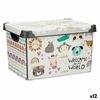 Caja De Almacenaje Con Tapa Infantil Animales Plástico 22 L 30 X 23,5 X 40 Cm (12 Unidades)