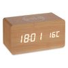 Reloj Despertador Con Cargador Inalámbrico Marrón Pvc Madera Mdf 15 X 7,5 X 7 Cm (12 Unidades)