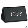 Reloj Digital De Sobremesa Negro Pvc Madera Mdf 11,7 X 7,5 X 8 Cm (12 Unidades)