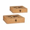 Juego De Cajas Decorativas Mapamundi Marrón Corcho Madera Mdf (6 Unidades)