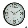Reloj De Pared Blanco Negro Cristal Plástico 40 X 5 X 40 Cm (6 Unidades)