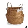 Cesta Decorativa Pompones Blanco Natural Junco 8 L 32 X 30 X 32 Cm (8 Unidades)