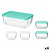 Set De Fiambreras Snow Box Rectangular Blanco Turquesa (4 Unidades)