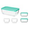 Set De Fiambreras Snow Box Rectangular Blanco Turquesa (4 Unidades)