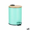 Papelera Menta Metal Bambú 3 L (4 Unidades)