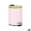 Papelera Rosa Metal Bambú 3 L (4 Unidades)