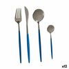 Set De Cubiertos Azul Plateado Acero Inoxidable (12 Unidades)