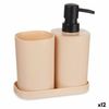 Set De Baño Negro Beige Polipropileno (12 Unidades)