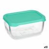 Fiambrera Snow Box Verde Transparente Vidrio Polietileno 420 Ml (12 Unidades)