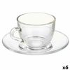 Taza Con Plato Transparente Vidrio 85 Ml (6 Unidades)