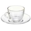 Taza Con Plato Transparente Vidrio 85 Ml (6 Unidades)