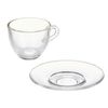 Taza Con Plato Transparente Vidrio 85 Ml (6 Unidades)