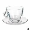 Taza Con Plato Transparente Vidrio 170 Ml (6 Unidades)