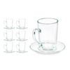 Taza Con Plato Transparente Vidrio 200 Ml (6 Unidades)