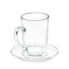 Taza Con Plato Transparente Vidrio 200 Ml (6 Unidades)