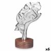 Figura Decorativa Cara Plateado Madera Metal 16,5 X 26,5 X 11 Cm