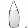 Espejo De Pared Negro Cristal Polipiel 43 X 65 X 3 Cm (4 Unidades)