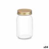 Tarro Transparente Dorado Metal Vidrio 500 Ml 8 X 13 X 8 Cm (24 Unidades)