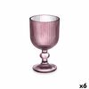 Copa De Vino Rayas Rosa Vidrio 260 Ml (6 Unidades)