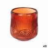 Portavelas Rayas Naranja Cristal 9 X 9,5 X 9 Cm (12 Unidades)